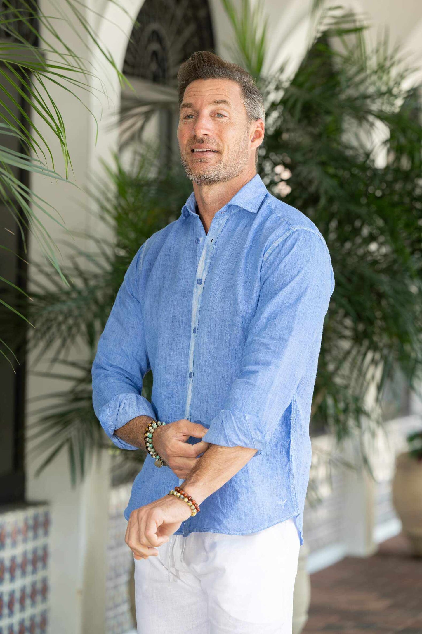 RICARDO LINEN SHIRT (White, Pink, Lavender, Light Blue) - MENLL