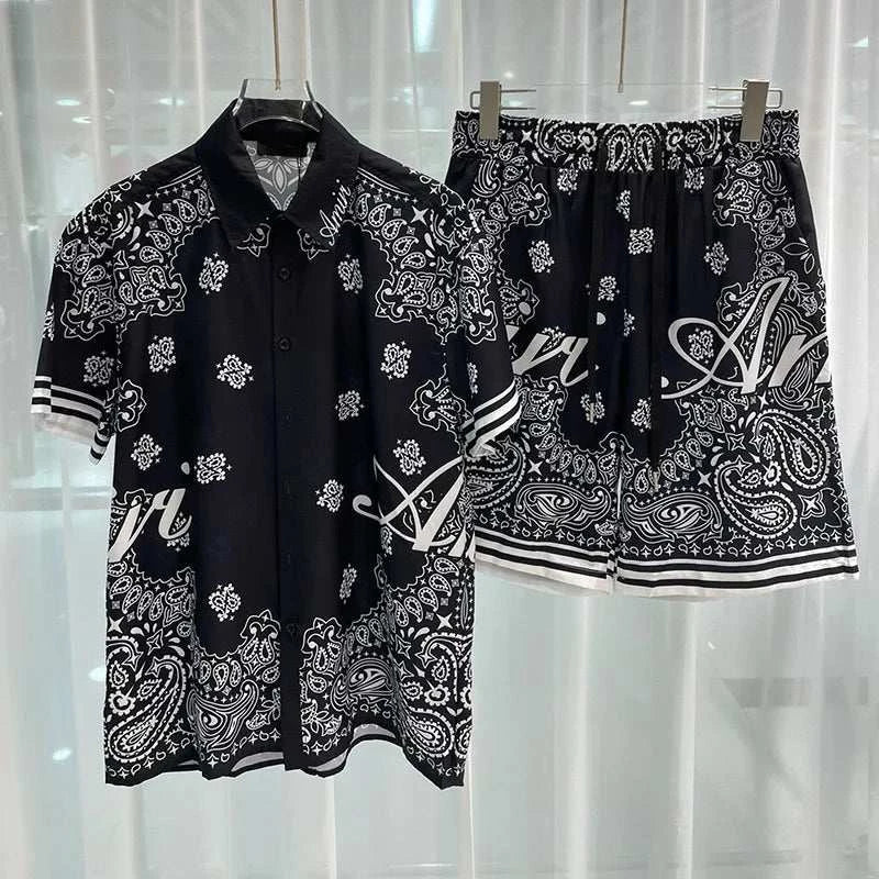 Men vacation casual beach shorts set - MENLL