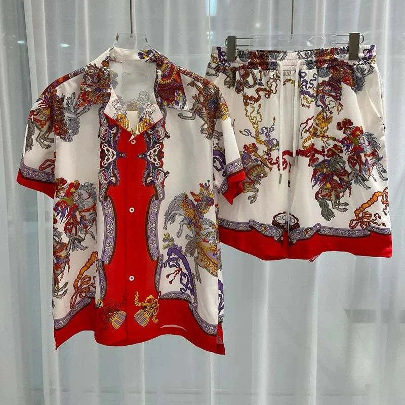 Men vacation casual beach shorts set - MENLL