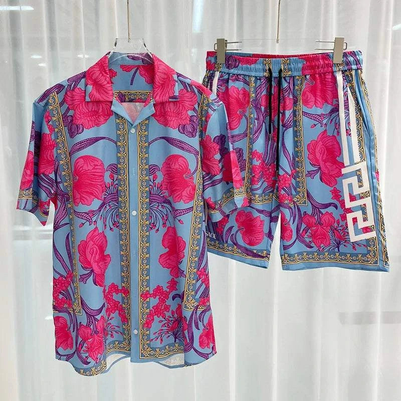 Men vacation casual beach shorts set - MENLL