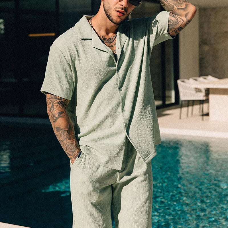 Vintage ShortsTwo Piece Men's Summer Beach Style set - MENLL