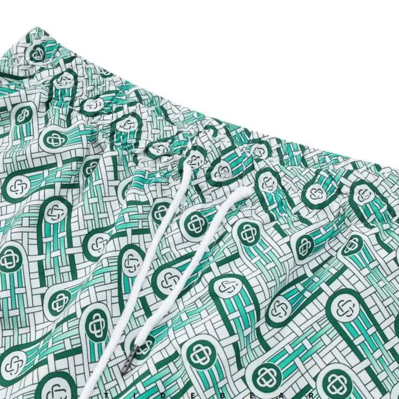 MENLL Premium Two Piece Men Beach Set Green Pattern by MENLL