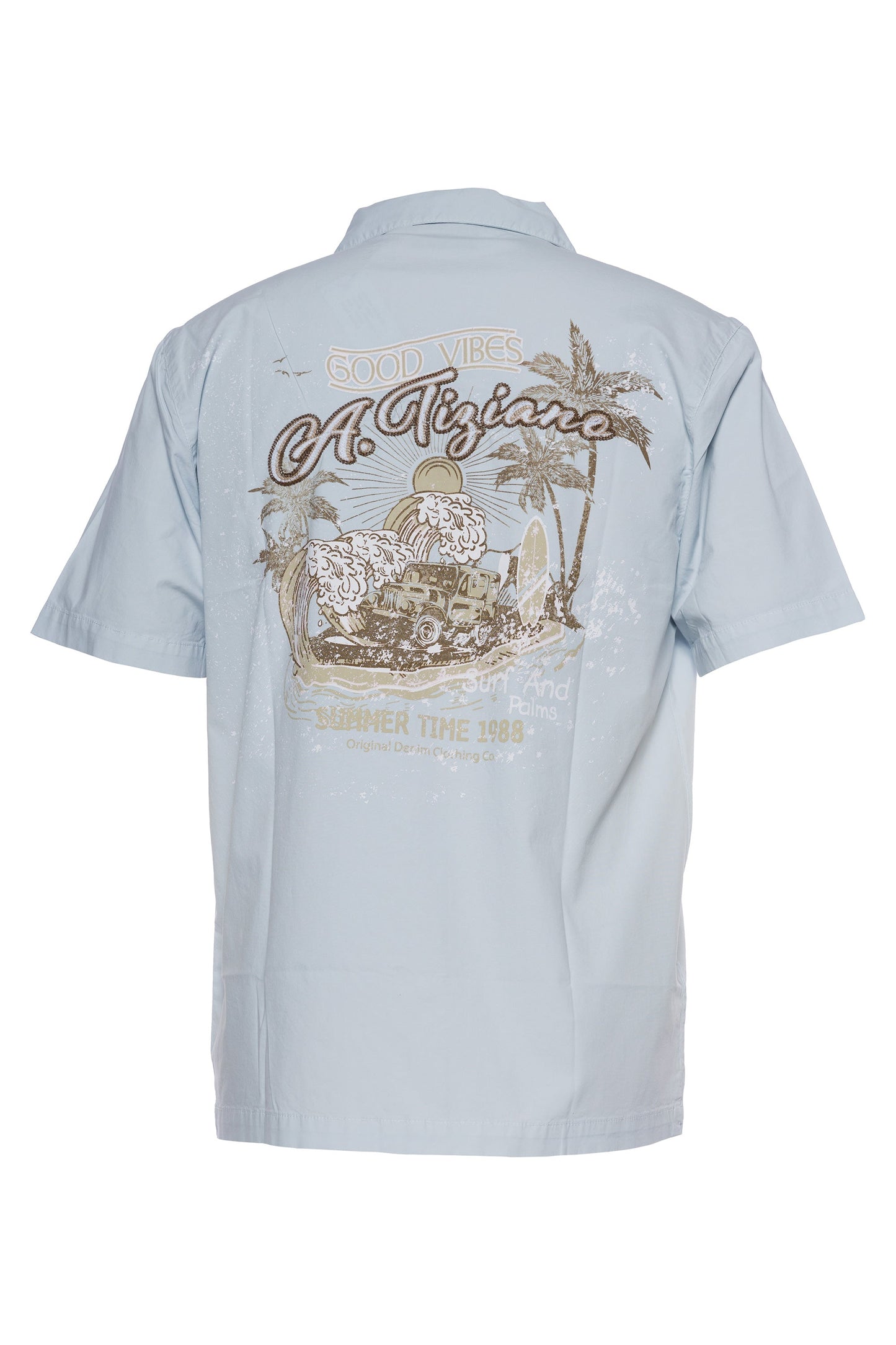 A.Tiziano A.Tiziano Men Shirts - Simon | Stretch Twill Camp Shirt - Premium Quality - Premium Quality A.Tiziano