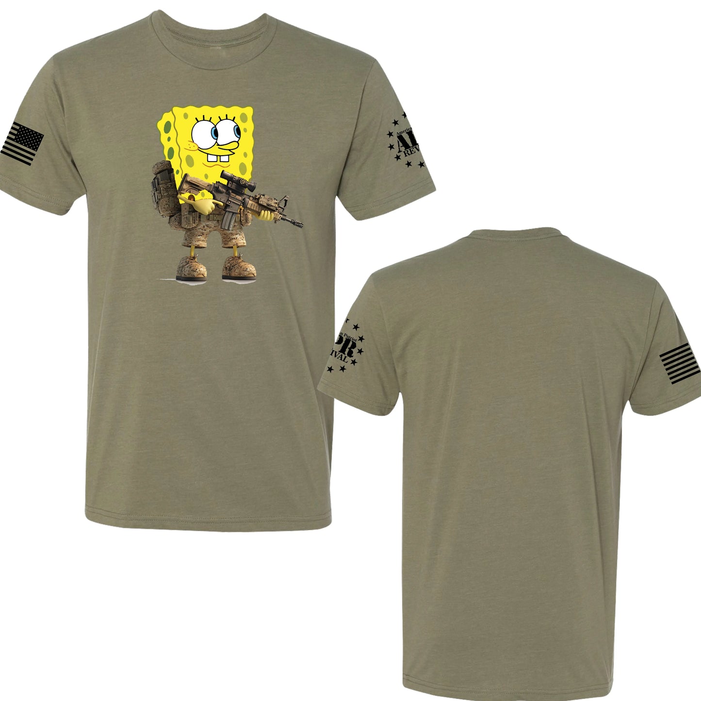 American Patriot Revival Tactical Spongebob Graphic Tee Unisex Patriotic Humor T-Shirt Soft & Comfy by American Patriot Revival