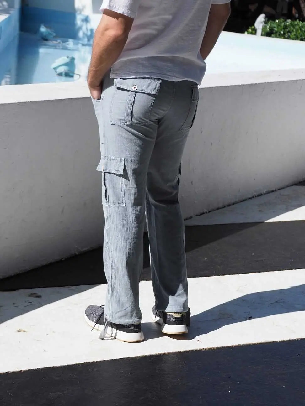 MENLL Pima Cotton Cargo Pants Men's Casual Wear Comfort Fit Bottoms by MENLL