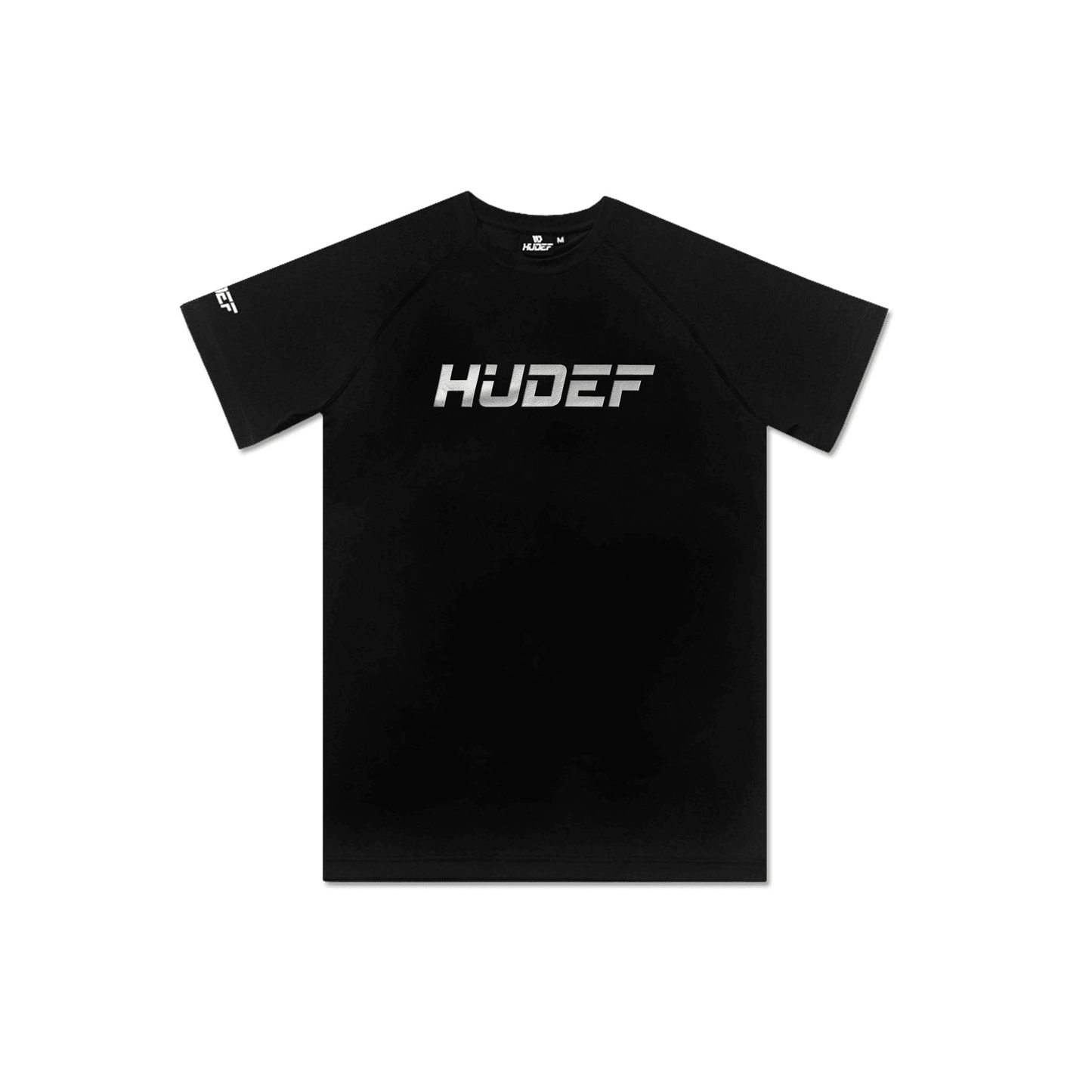 Hudef Men's T-shirt Black, dry-fit, comfortable sportswear, polyester-spandex blend.