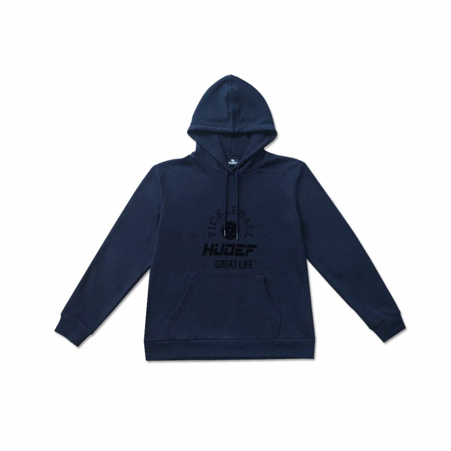 HUDEF Men's Heritage Hoodie in navy blue with iconic logo.