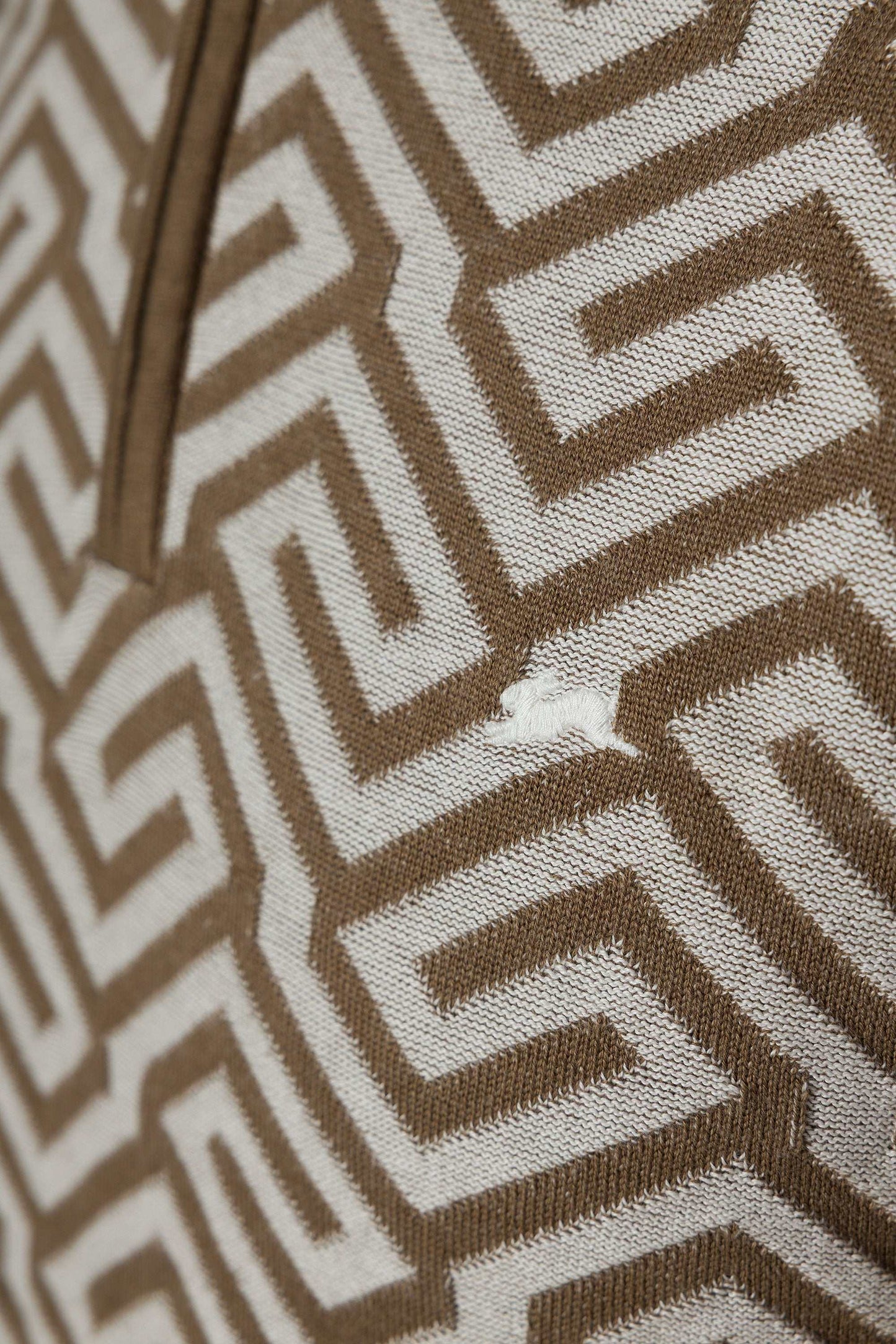 A.Tiziano Toby Jacquard Knit Polo Shirt Beige Brown by A.Tiziano