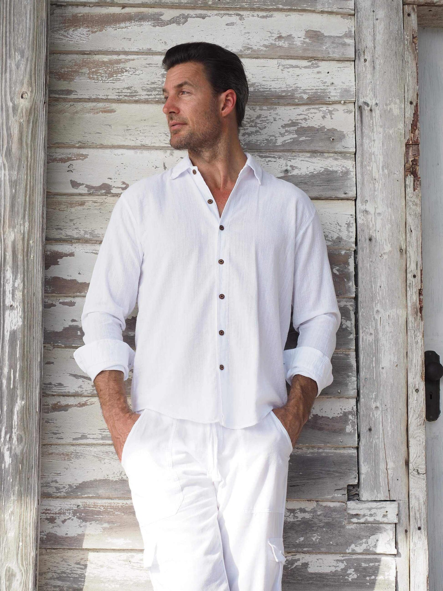 MENLL Vega White Shirt Men's Premium Classic Casual Top - Soft & Fashionable by MENLL