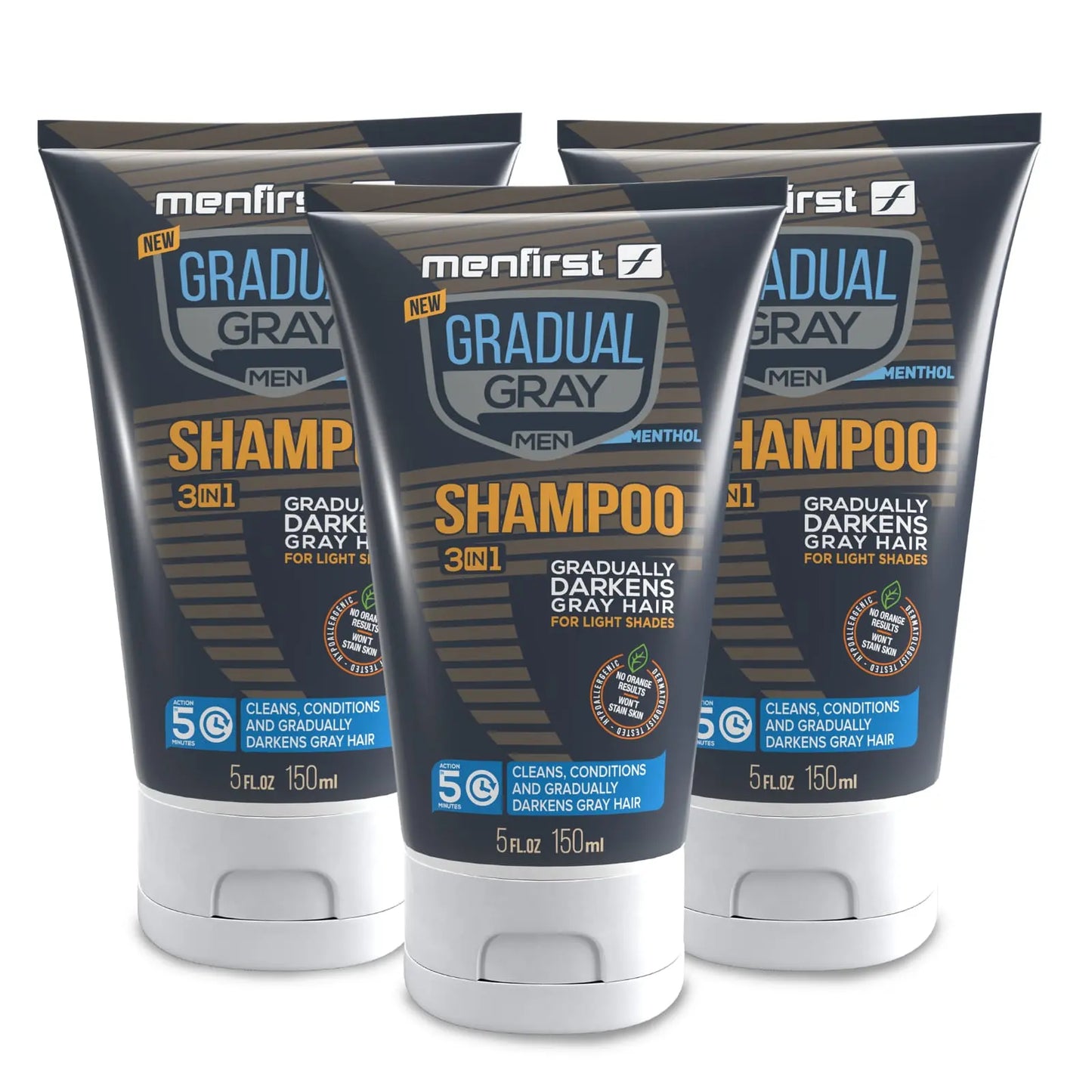 Menfirst Gradual Gray Shampoo Men's 3-in-1 Hair Care Anti-Gray Treatment by Menfirst