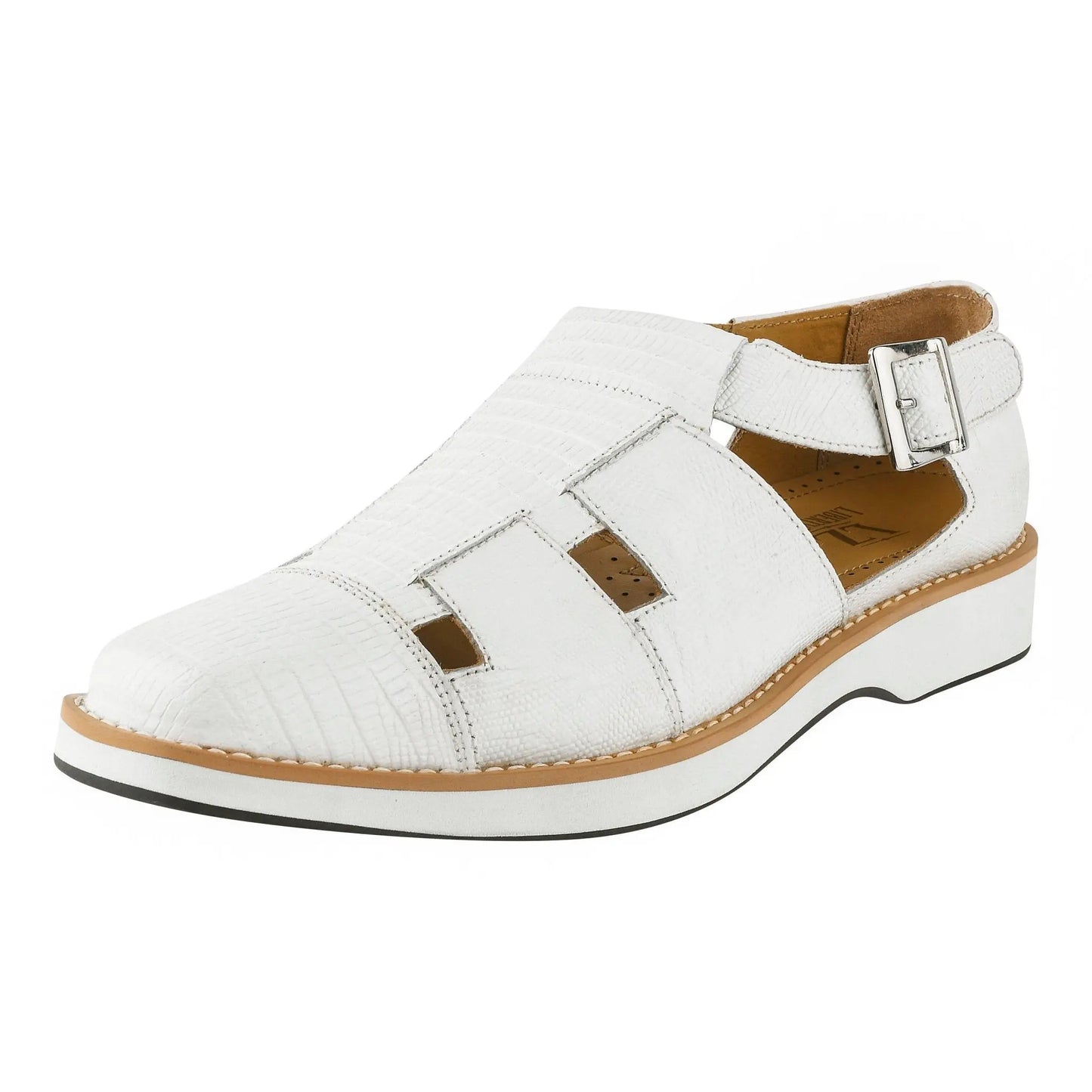 Men's Sandals - Genuine Leather Lizard Print - Fisherman Buckle LIBERTYZENO