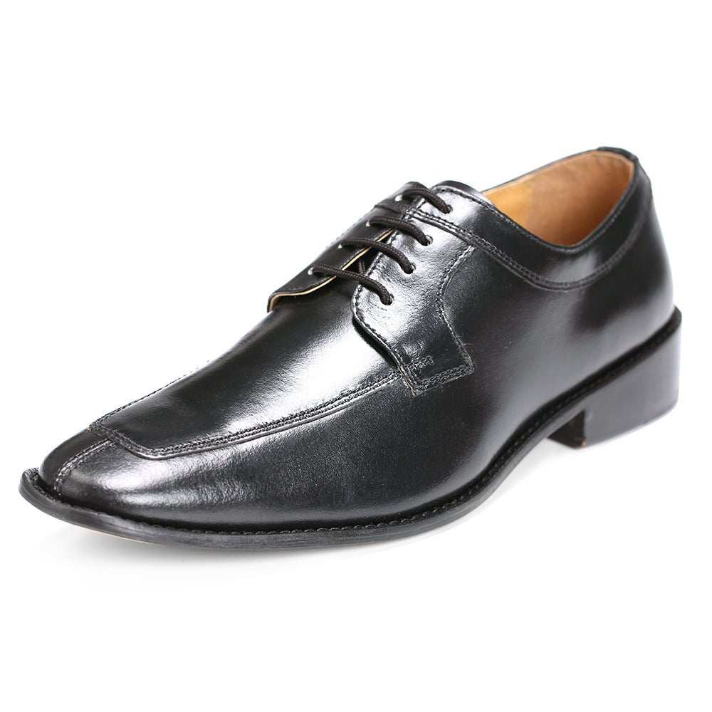 Alban Leather Derby Style Dress Shoes with rubber sole and bicycle toe.