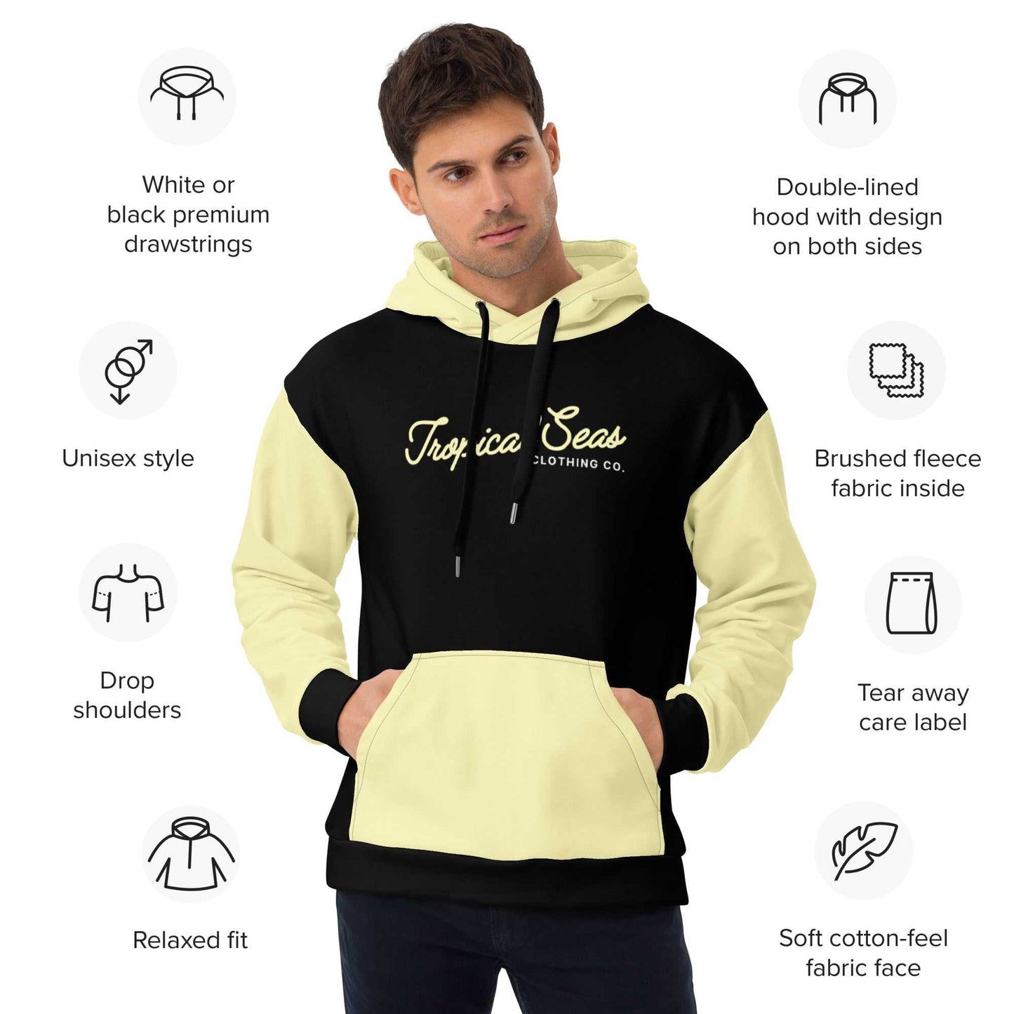 Cream Yellow Two-Tone Tropical Seas Hoodie - MENLL