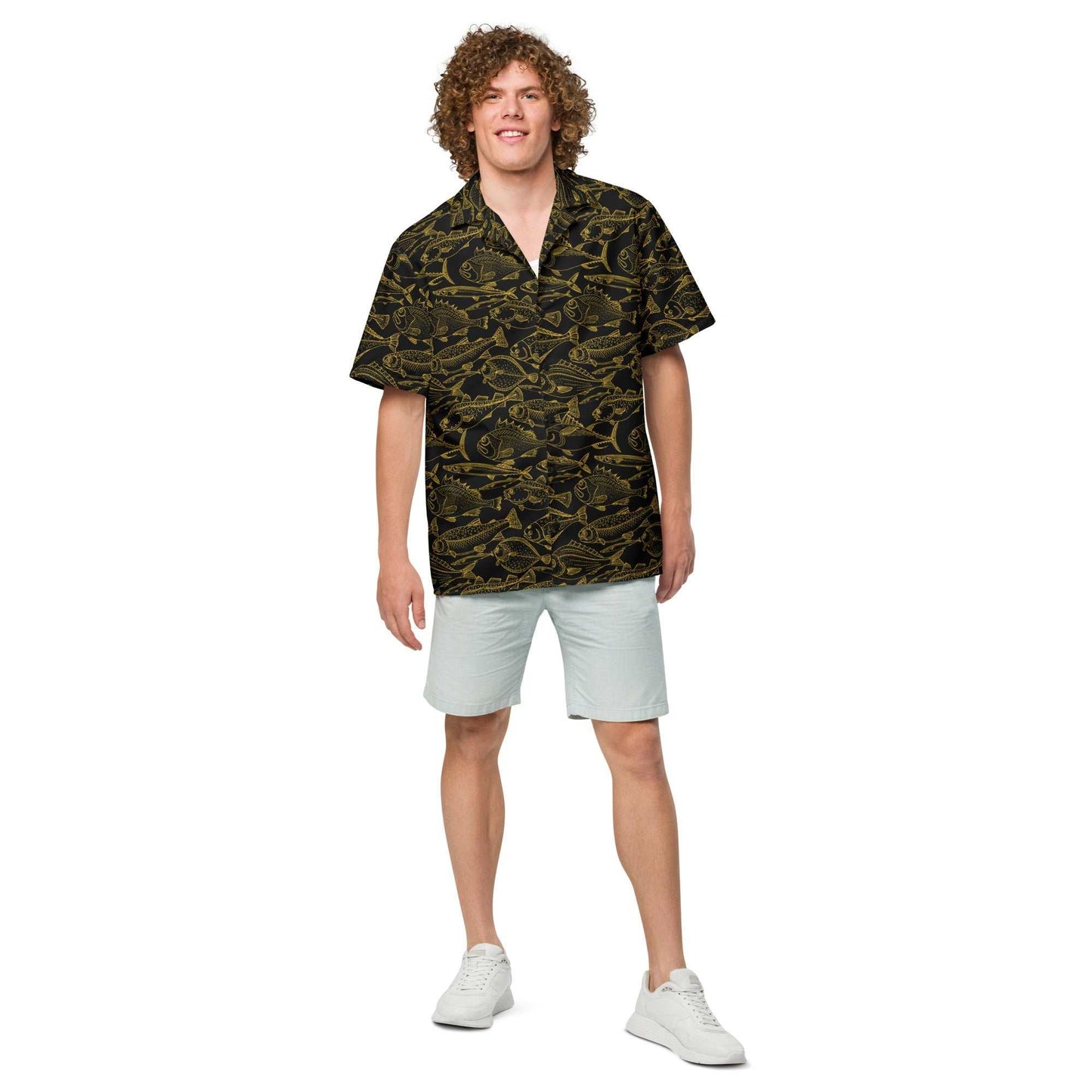 Sea of Gold Riches Button Down Hawaiian Shirt - MENLL