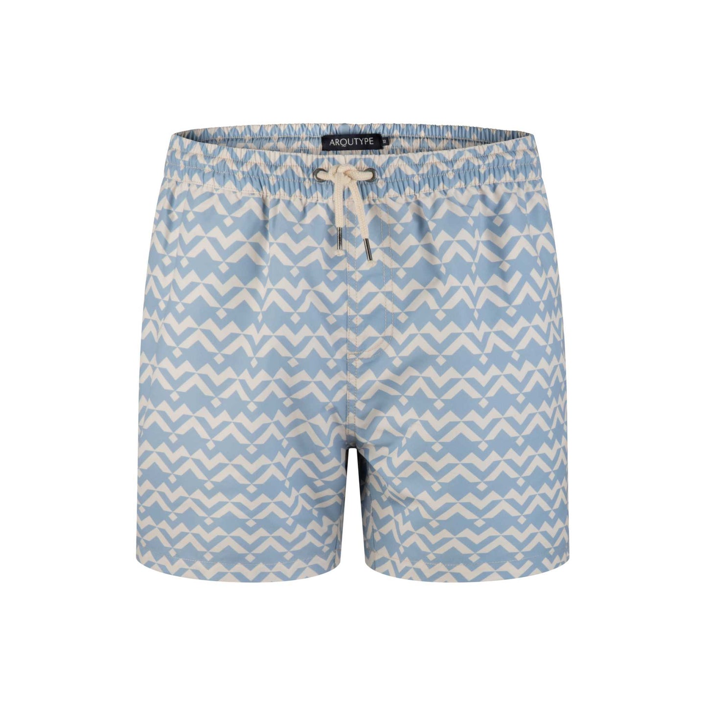 Tel Aviv Swim Shorts, eco-friendly recycled polyester, quick-dry, stylish design, elastic waistband, mesh lining.