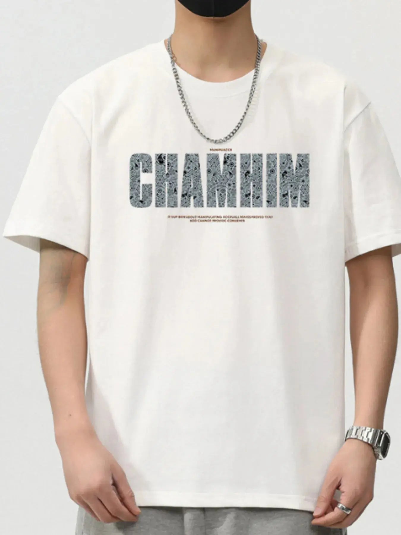 Trendsi Plus Size Tee Men's Casual Letter Graphic Short Sleeve T-Shirt by Trendsi