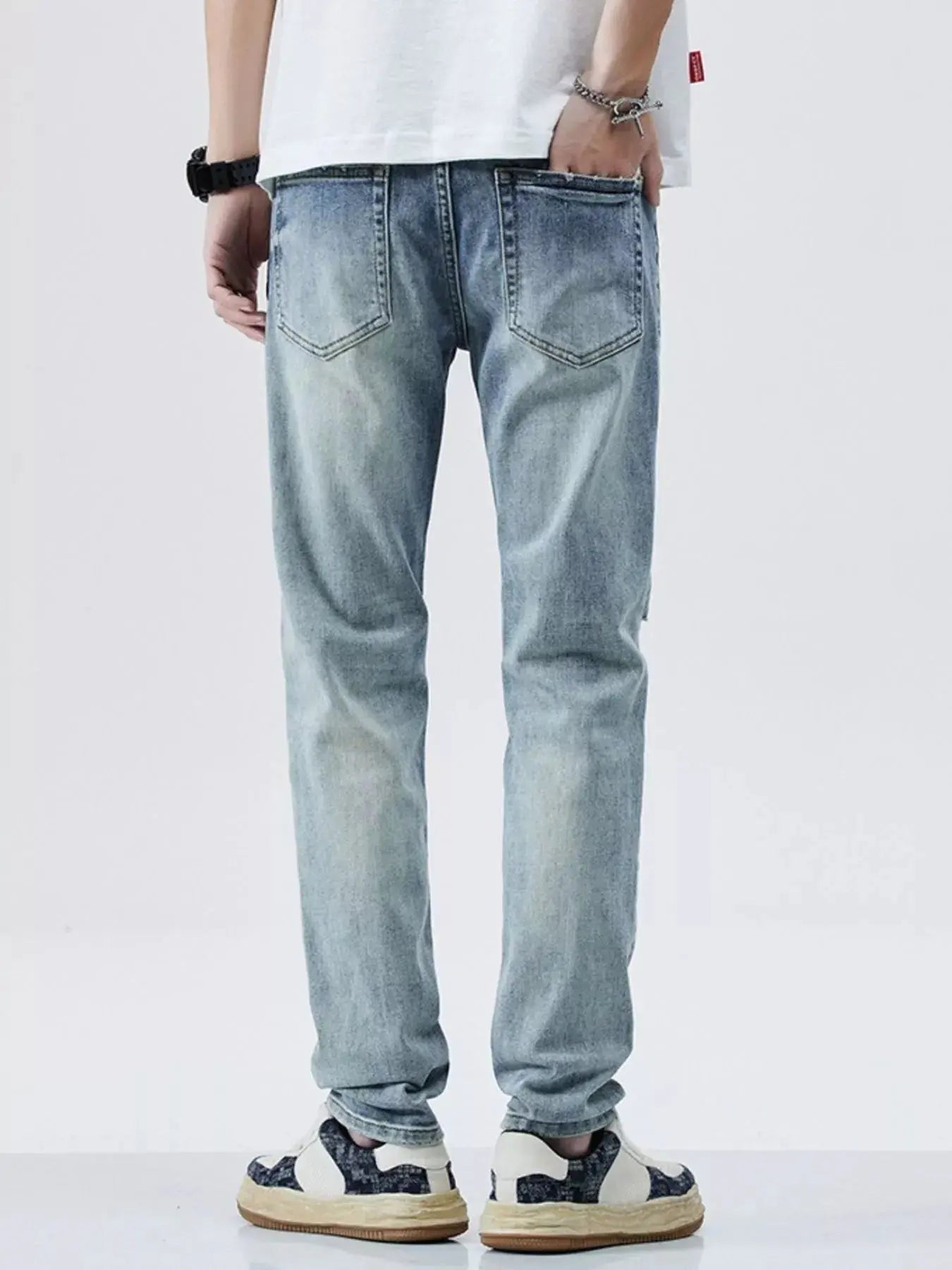 Trendsi Distressed Jeans Men's Slim Fit Denim Casual Stretch Jeans by Trendsi