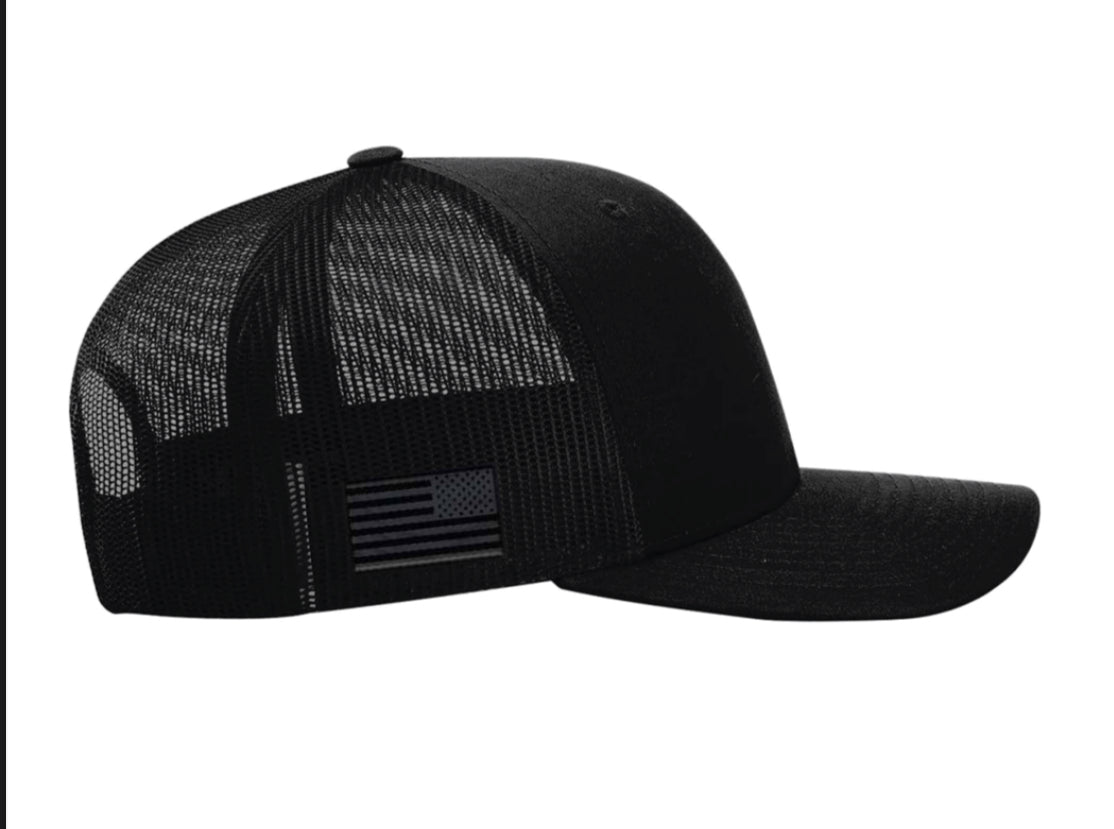 Hats - TRUCKER - AMERICAN Flag Blackout Hat D.O.G.E SWAG