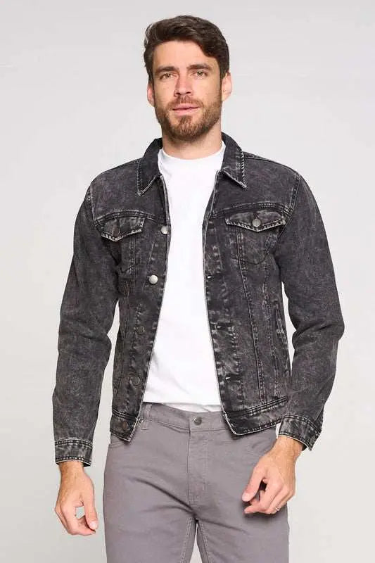 MENLL Dark Wash Denim Jacket Men's Casual Outerwear - Classic Fit by MENLL