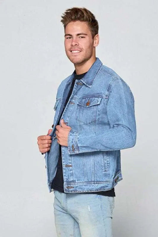 MENLL Denim Jacket Men's Everyday Blue Casual Outerwear - Classic Fit by MENLL