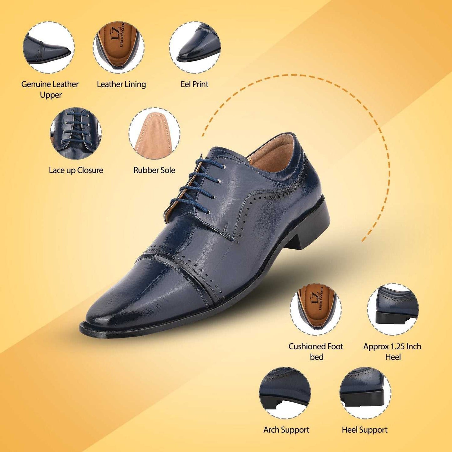 BRUCE Leather Oxford Style Dress Shoes - MENLL
