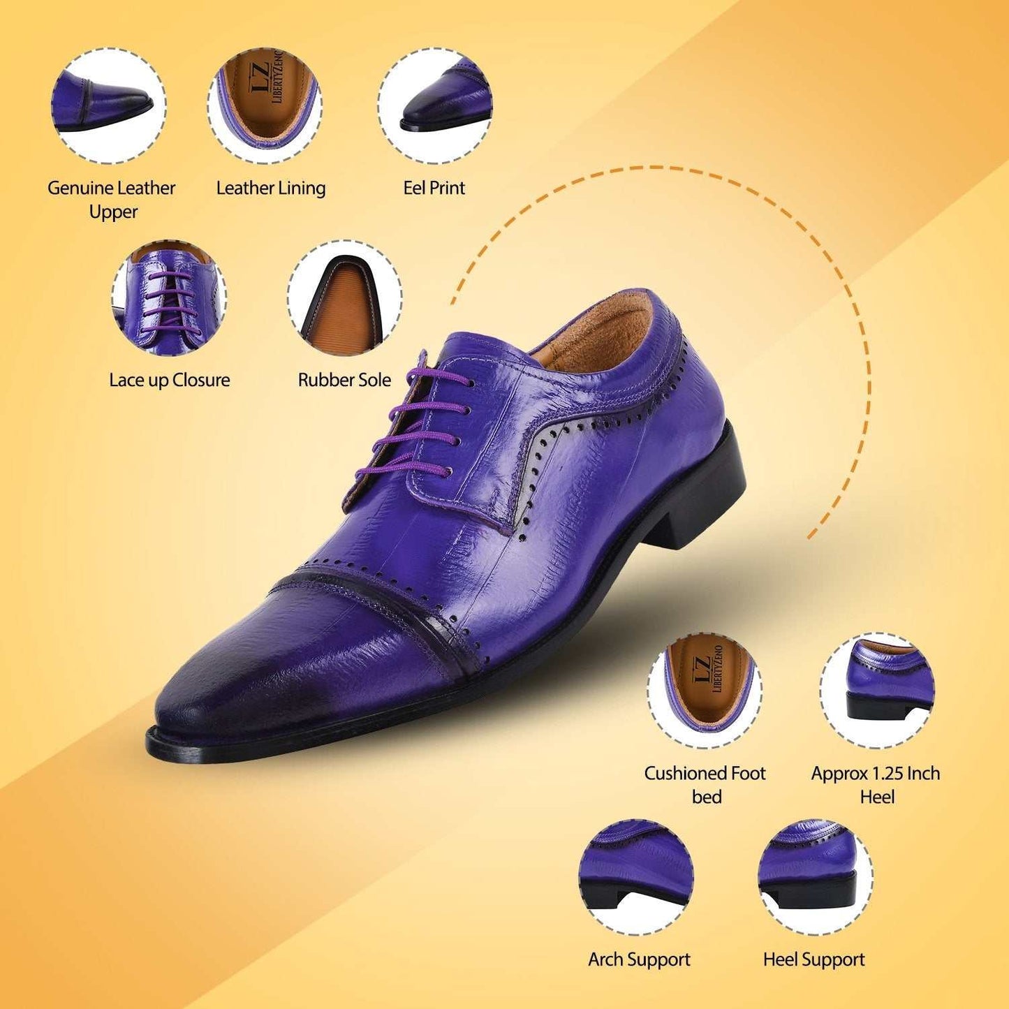BRUCE Leather Oxford Style Dress Shoes - MENLL