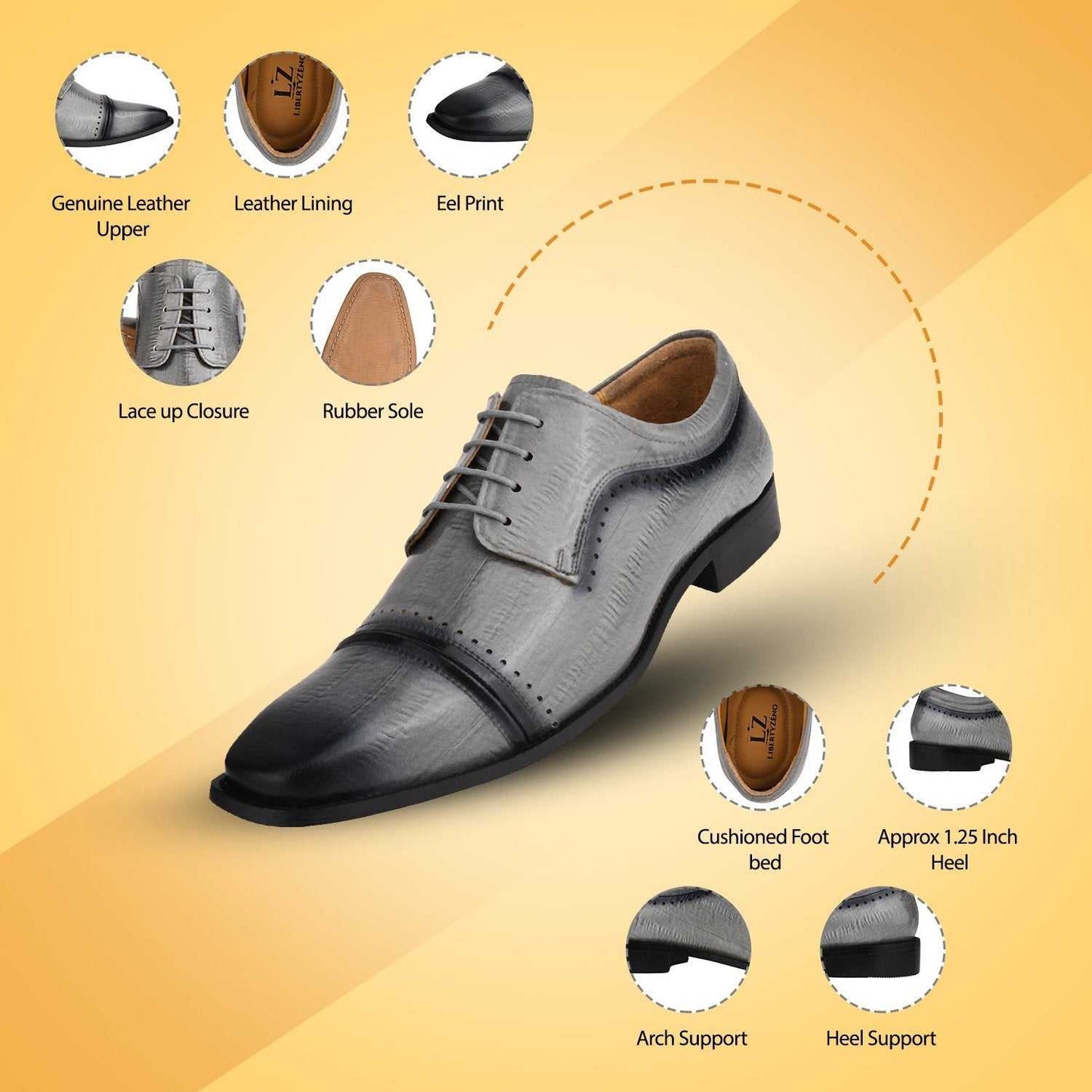 BRUCE Leather Oxford Style Dress Shoes - MENLL