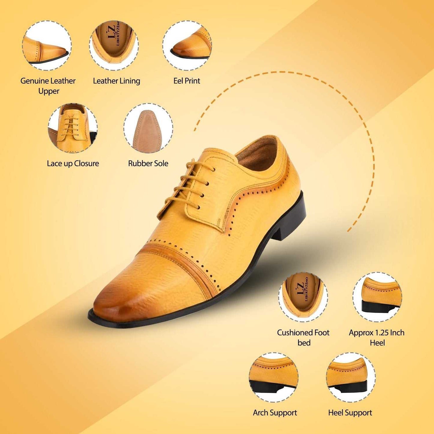 BRUCE Leather Oxford Style Dress Shoes - MENLL