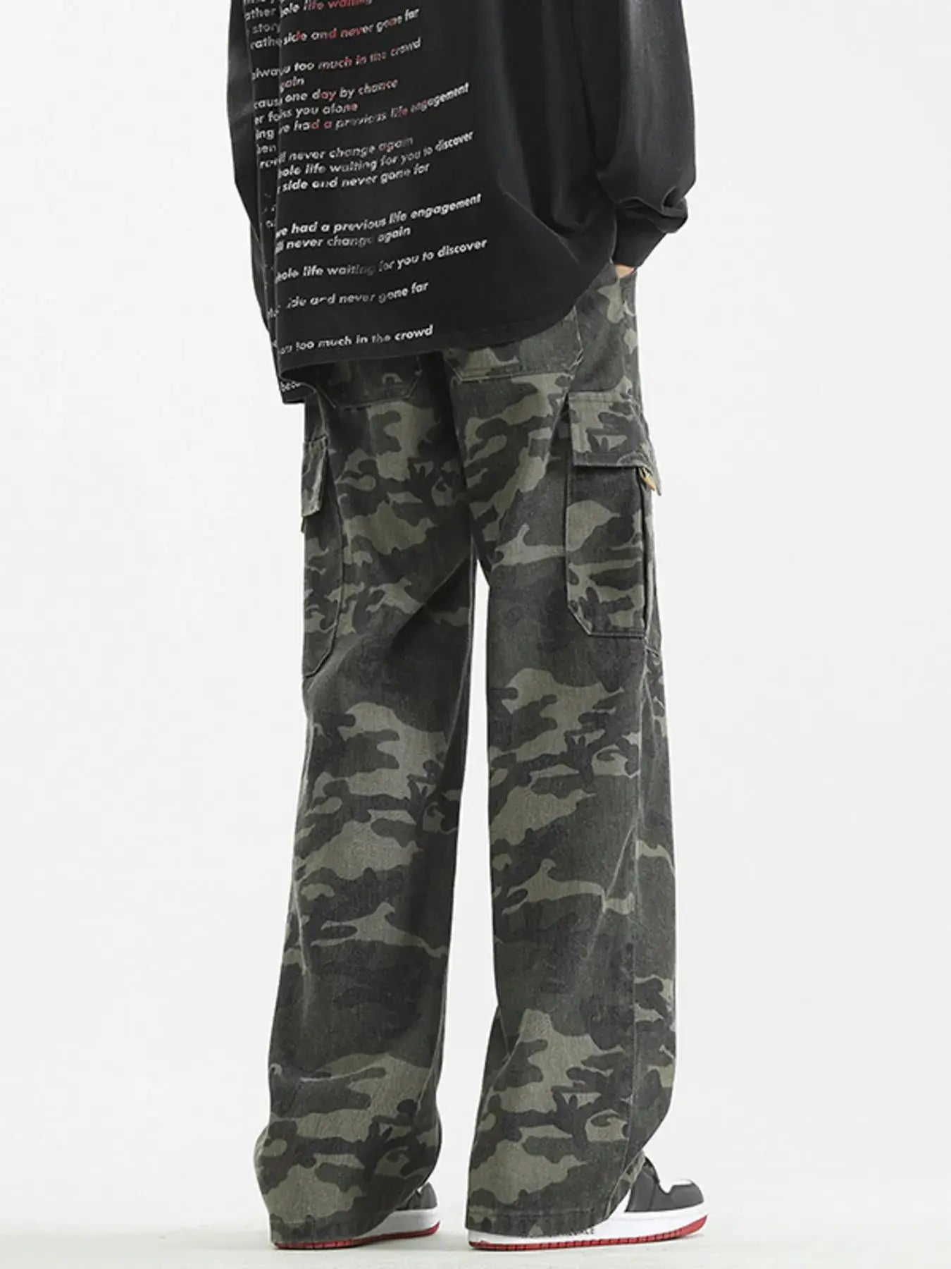 Trendsi Men's Camo Cargo Pants Plus Size Outdoor Casual Bottoms Loose Fit by Trendsi