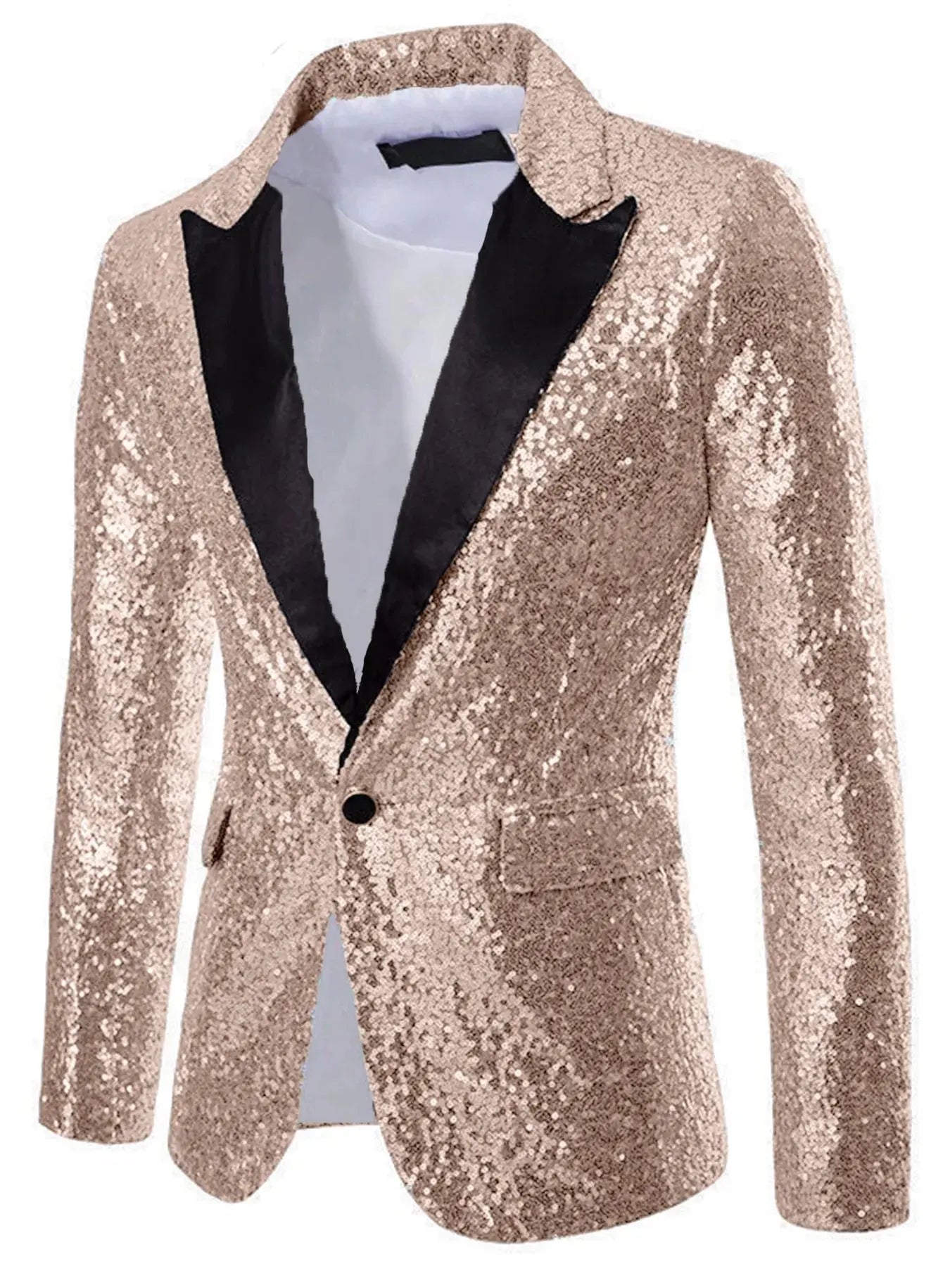 Trendsi Sequin Blazer Men's Party/Stage One-Button Plus Size Blazer - Shiny, ValiantWear by Trendsi