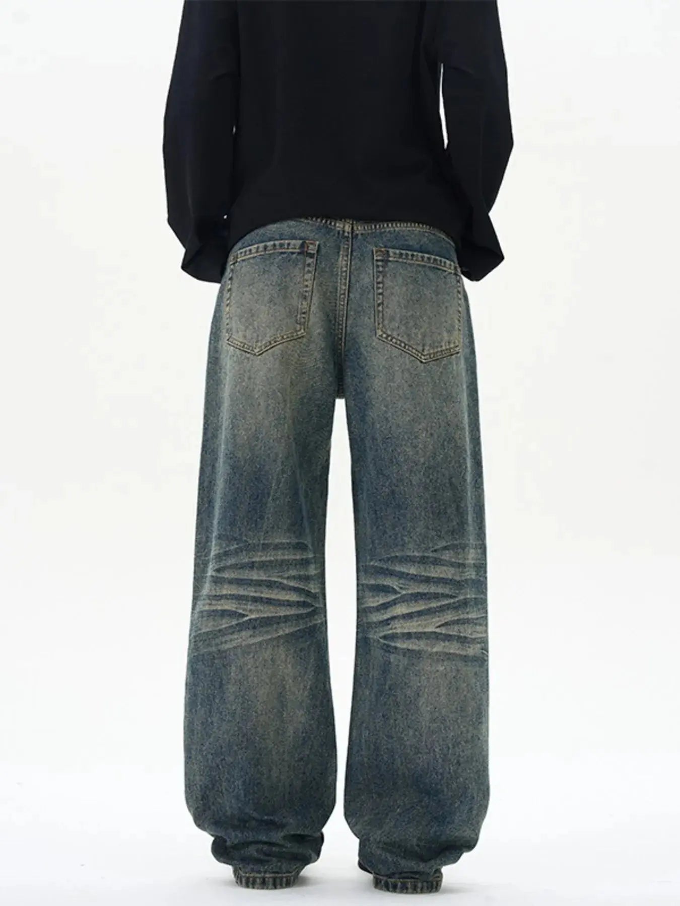 Trendsi Plus Size Jeans Men's Full Wash Wide Leg Denim Pants Relaxed Fit by Trendsi