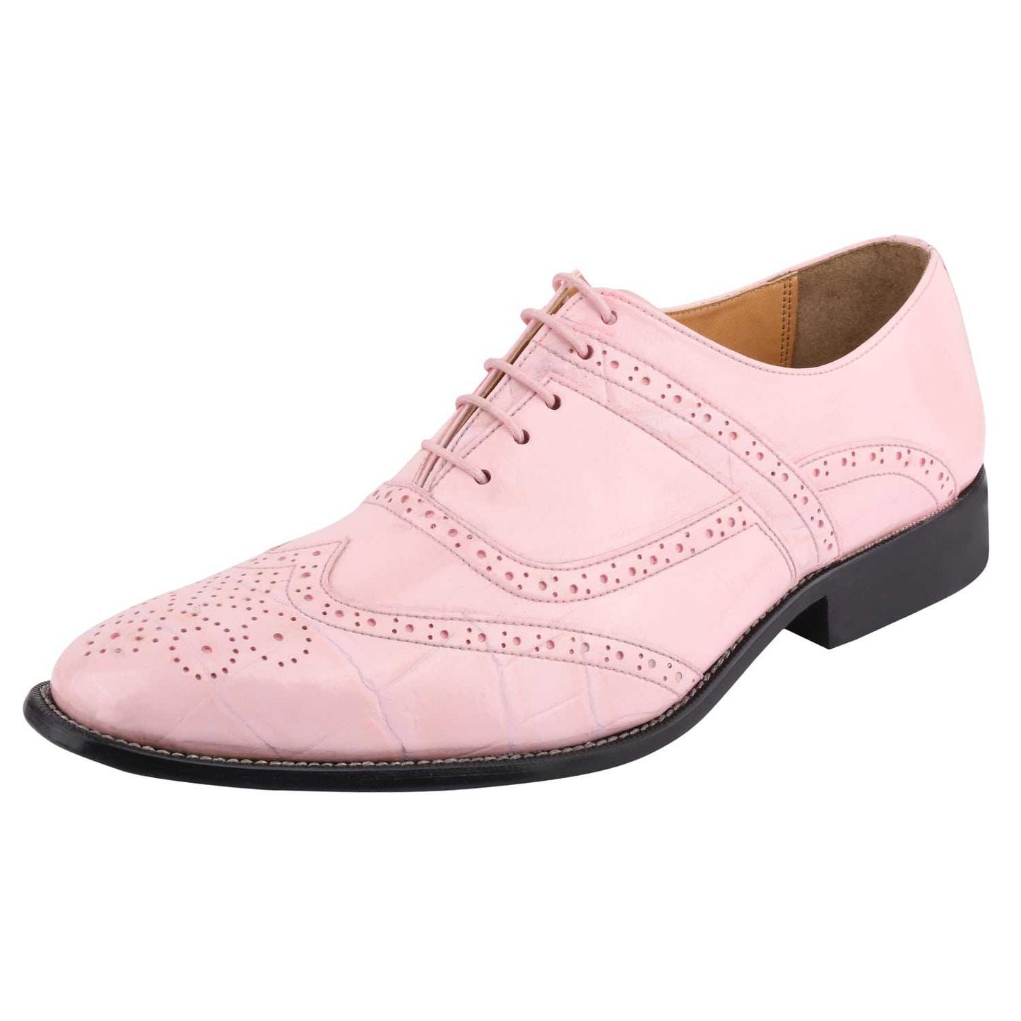 Dallas Genuine Leather Oxford Style Brogue Dress Shoes with wingtip and perforated trims.