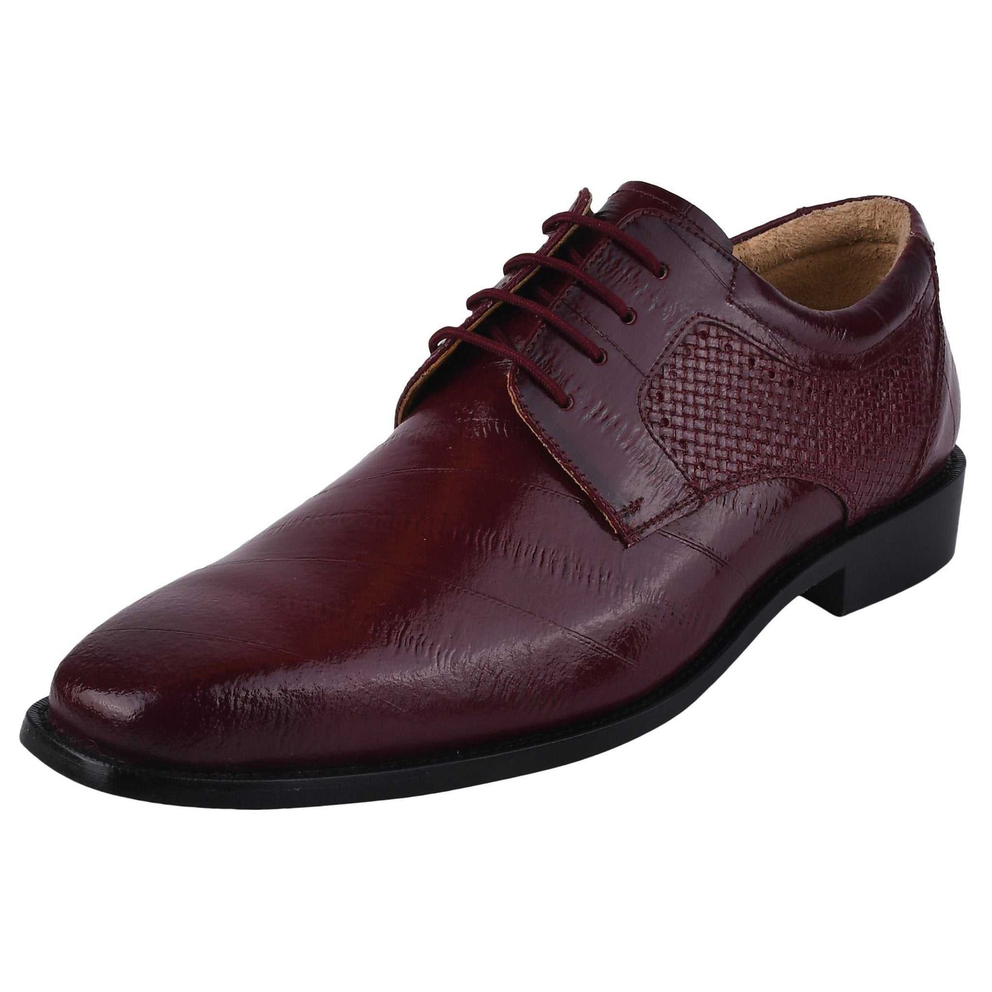 Donald Genuine Leather Oxford Style Dress Shoes in Red with Tread Design.