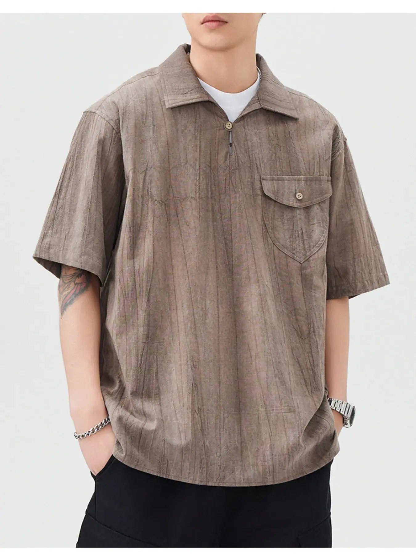 Trendsi Men's Plus Size Shirt Casual Everyday Top with Pocket Short Sleeve by Trendsi