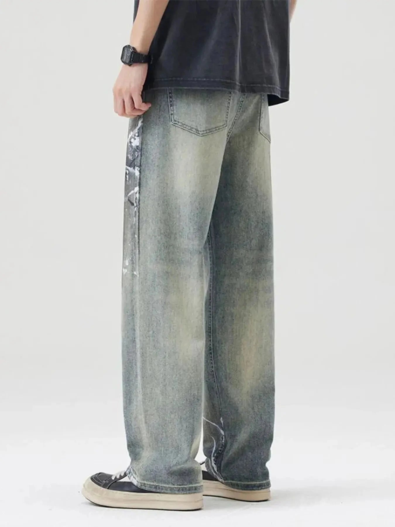 Trendsi Distressed Jeans Men's Plus Size Wide Leg Baggy Denim Comfortable by Trendsi