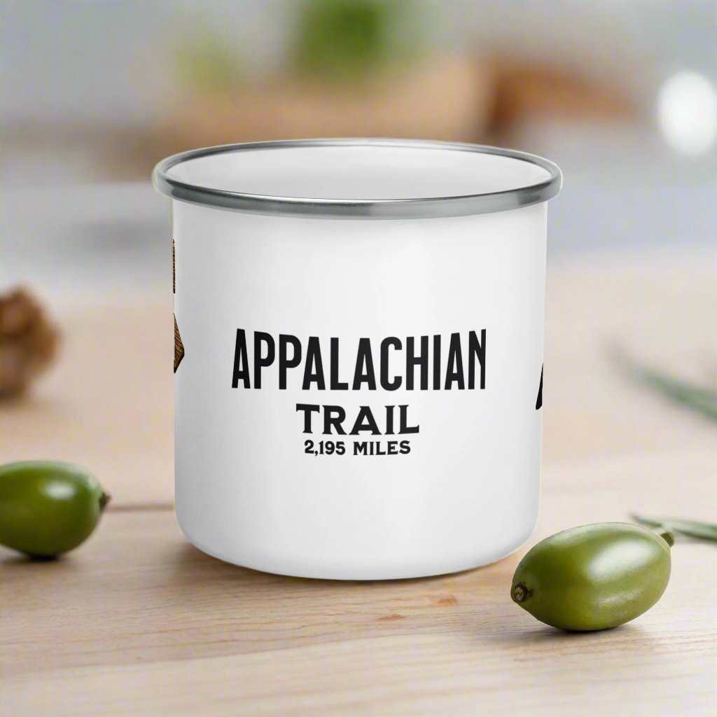 Appalachian Trail Durable Enamel Camp Mug Wood Distance Sign - MENLL