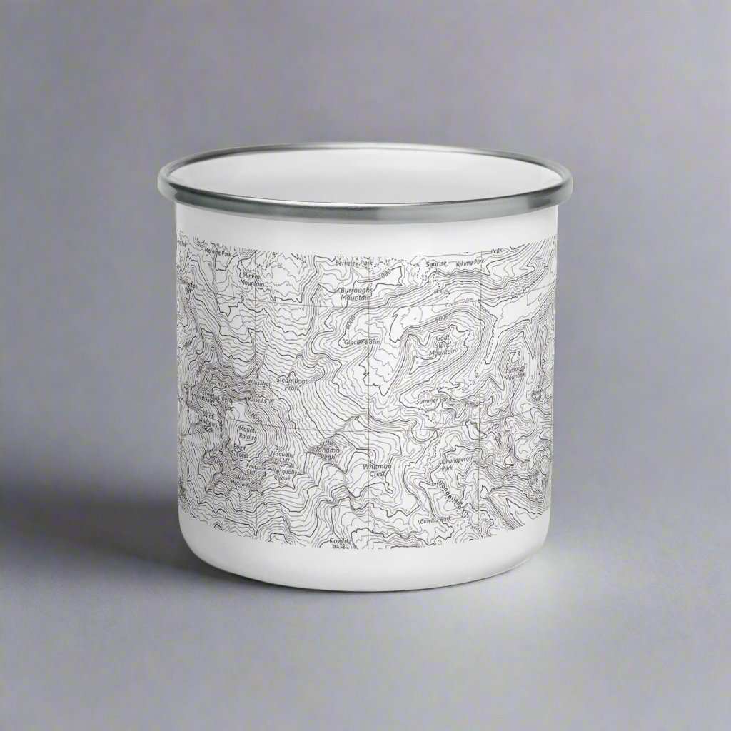 Mount Rainier Topographic Durable Enamel Camp Mug USGS National Park Map - MENLL