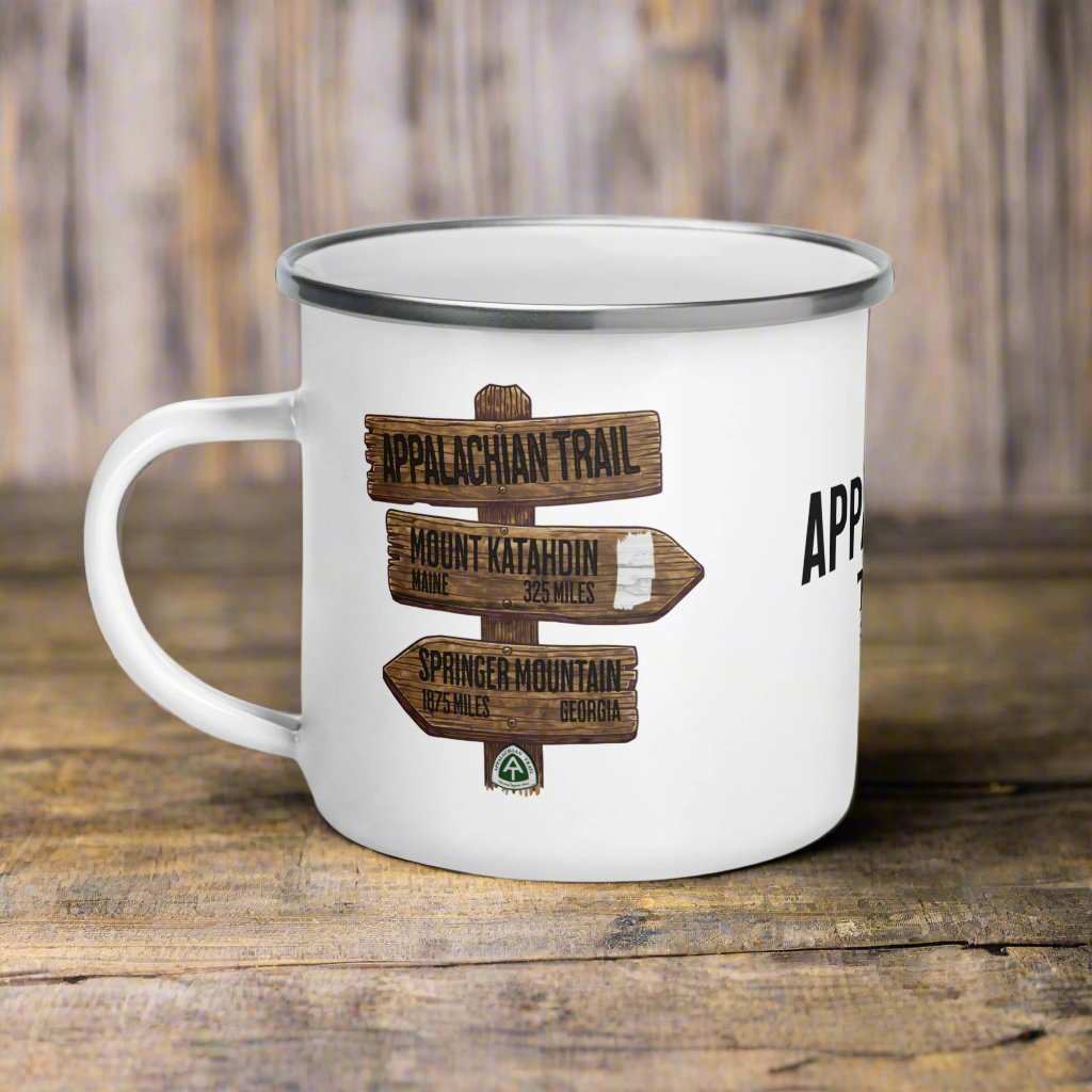 Appalachian Trail Durable Enamel Camp Mug Wood Distance Sign - MENLL