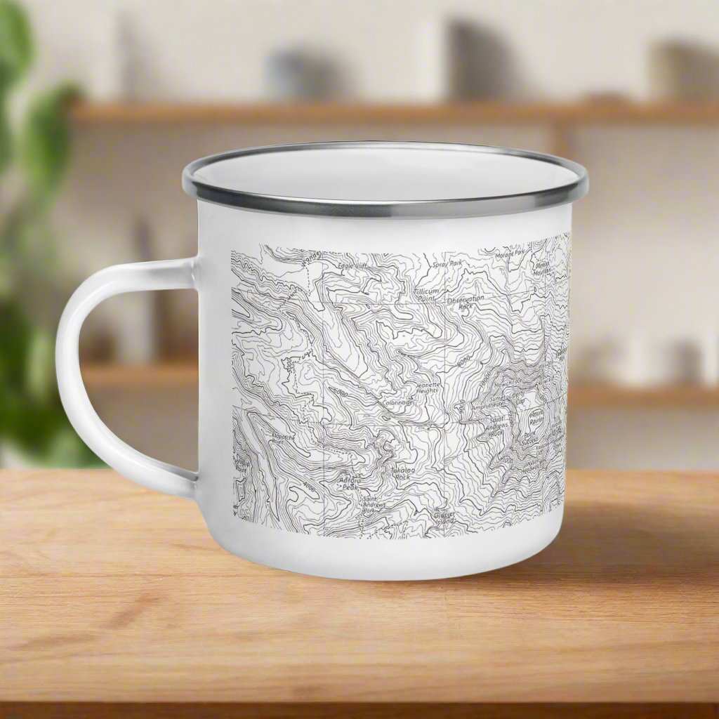 Mount Rainier Topographic Durable Enamel Camp Mug USGS National Park Map - MENLL