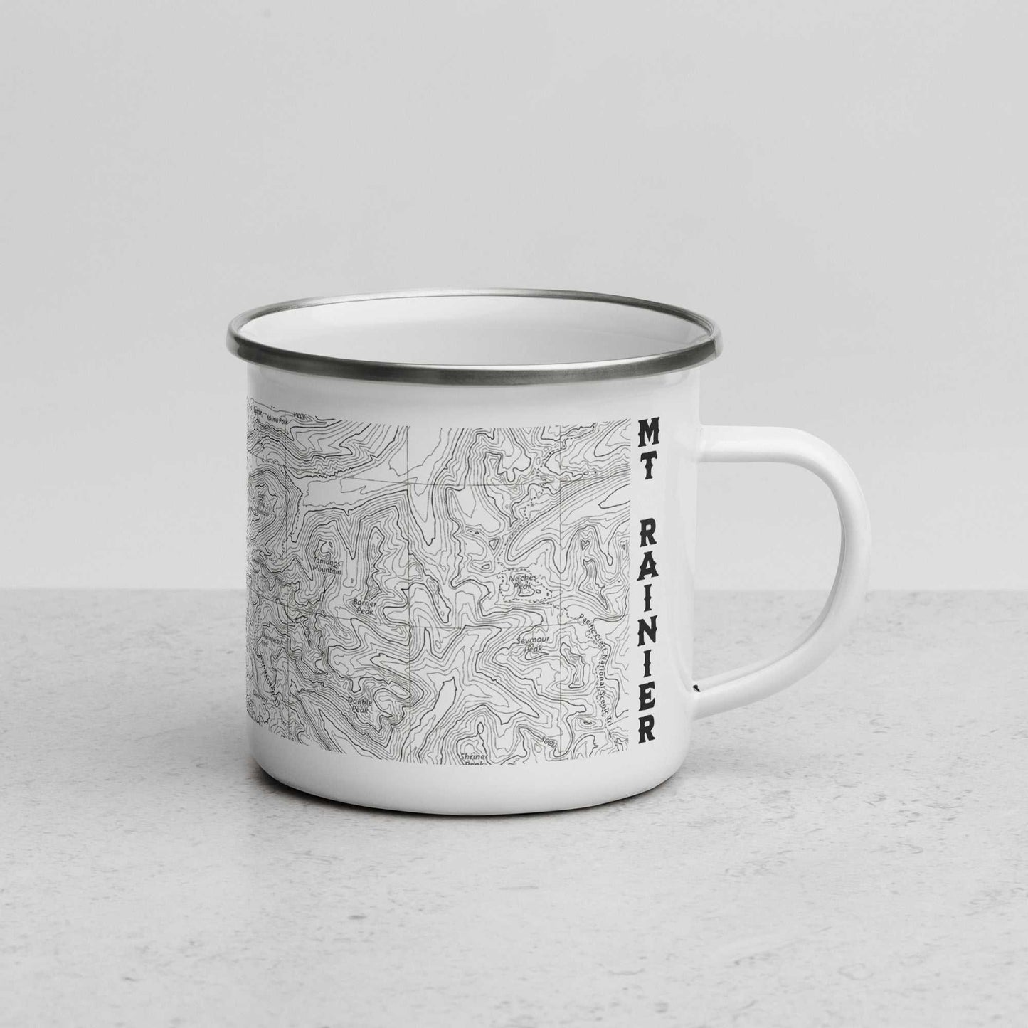 Mount Rainier Topographic Durable Enamel Camp Mug USGS National Park Map - MENLL