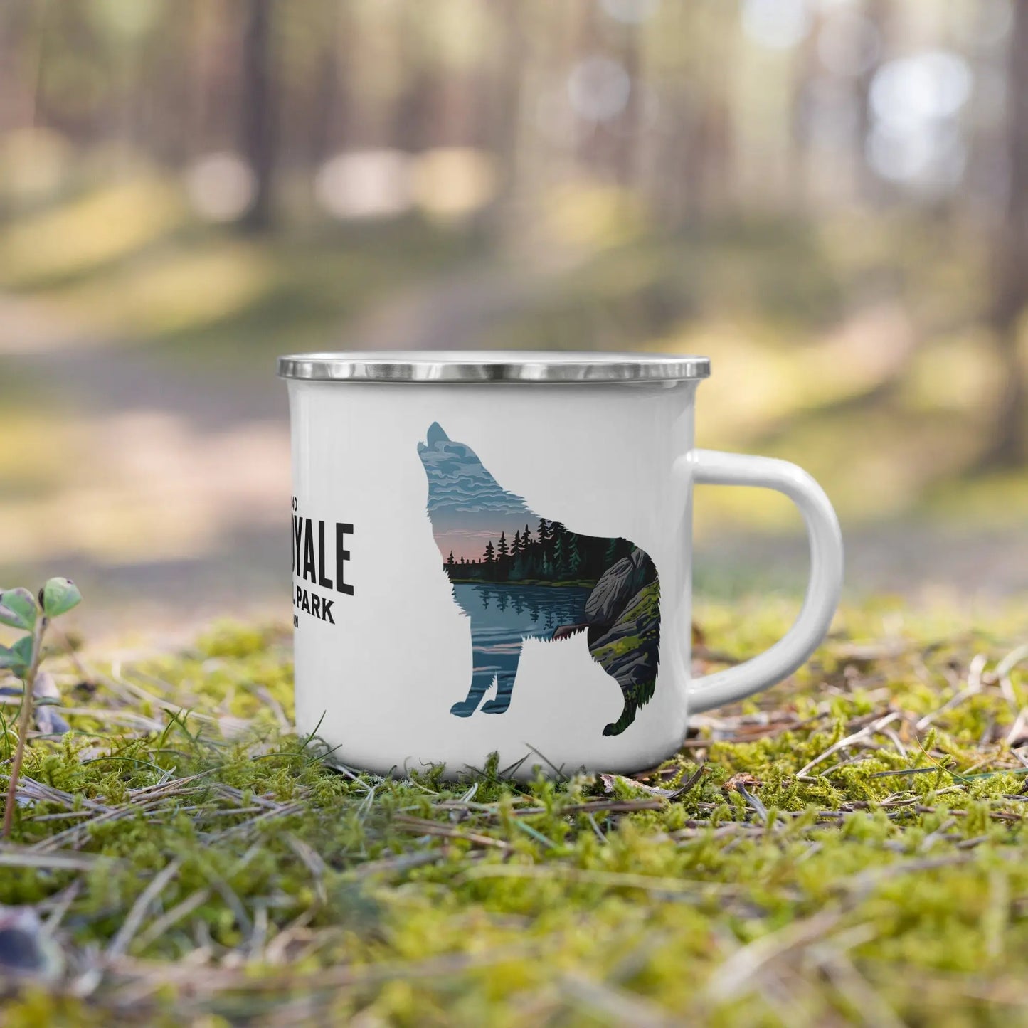 Park Service Apparel Wolf Camp Mug Outdoor Camping Coffee Tea Mug Durable Enamel by Park Service Apparel