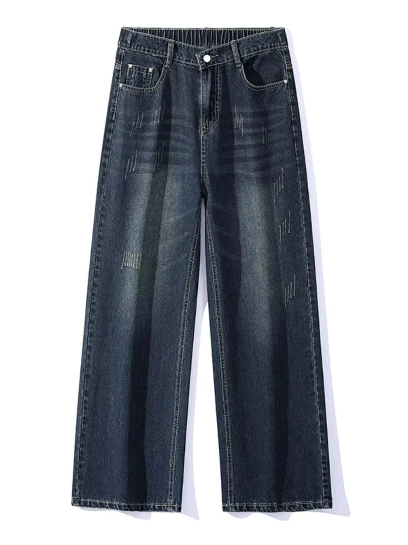 Trendsi Wide Leg Jeans Men's Plus Size Washed Denim Casual Fit by Trendsi