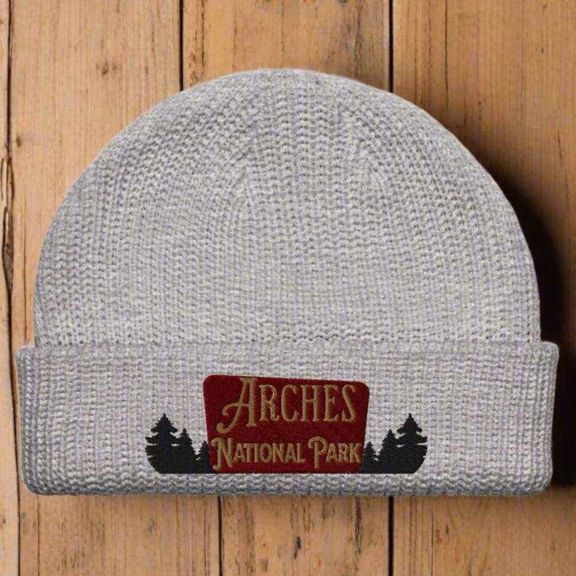 Arches National Park Sign Embroidered Beanie - MENLL