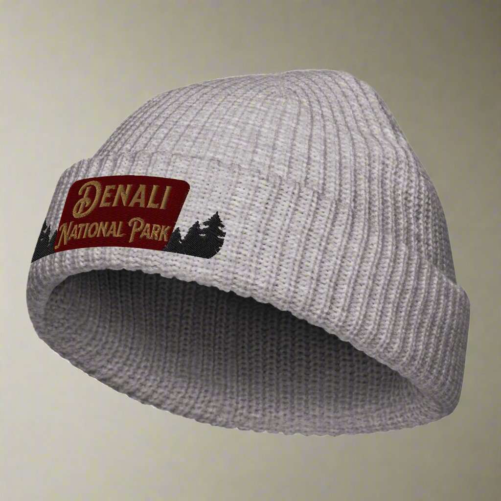 Denali National Park Sign Embroidered Beanie - MENLL