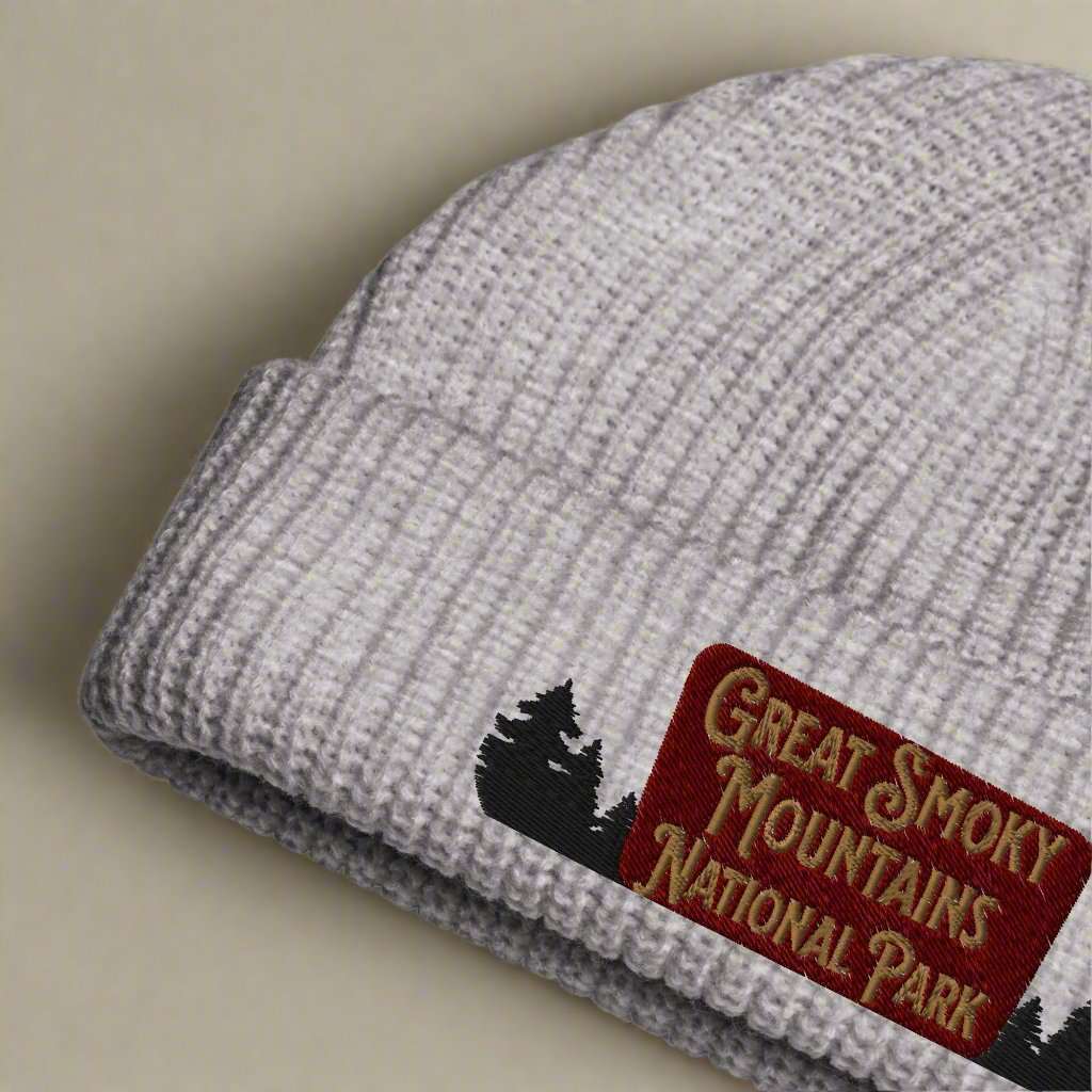 Great Smoky Mountains Embroidered National Park Sign Beanie - MENLL
