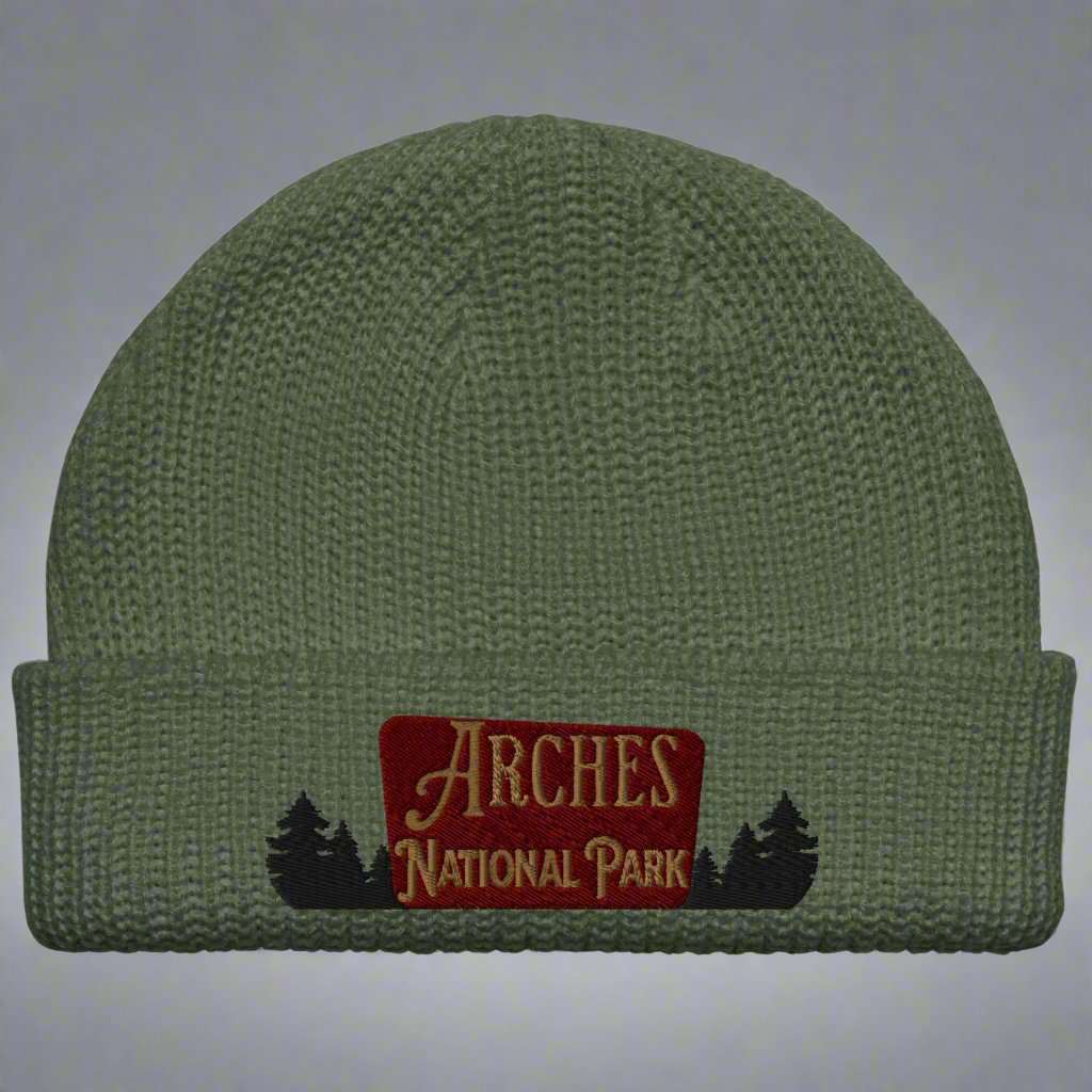 Arches National Park Sign Embroidered Beanie - MENLL