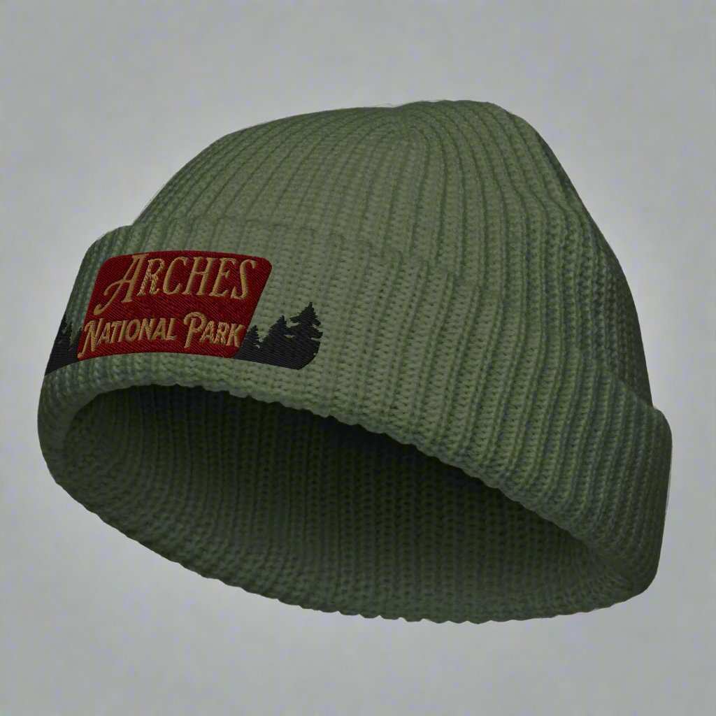 Arches National Park Sign Embroidered Beanie - MENLL