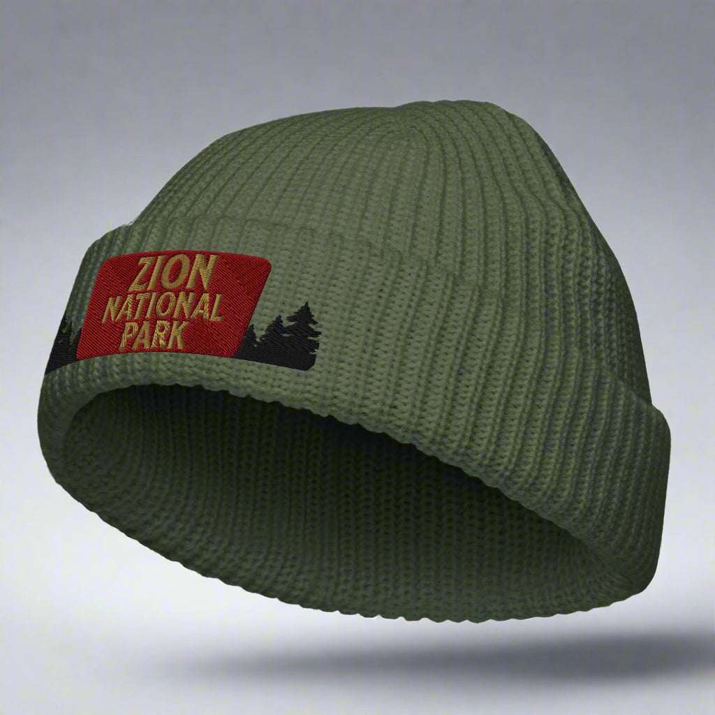 Zion National Park Sign Embroidered Beanie - MENLL
