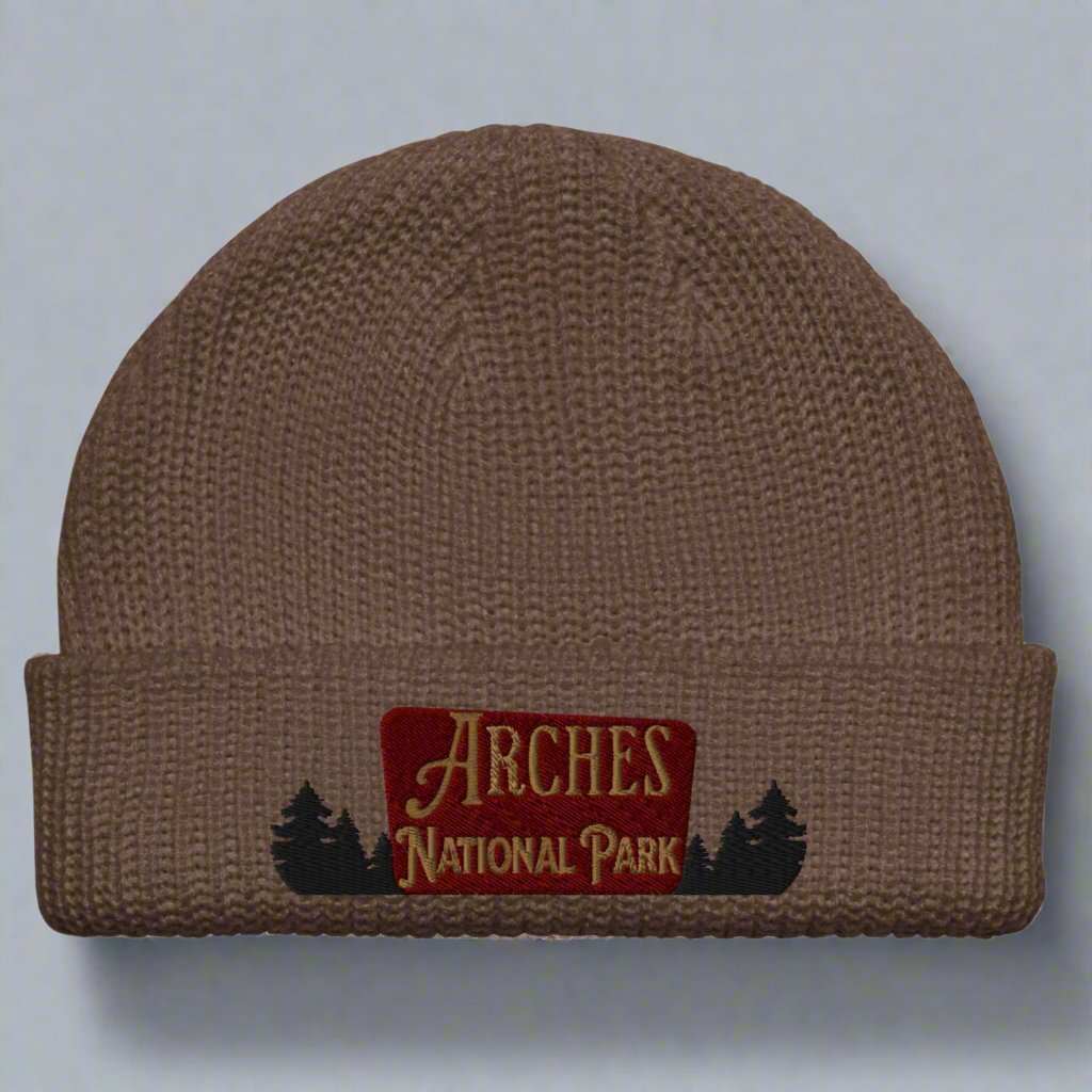 Arches National Park Sign Embroidered Beanie - MENLL