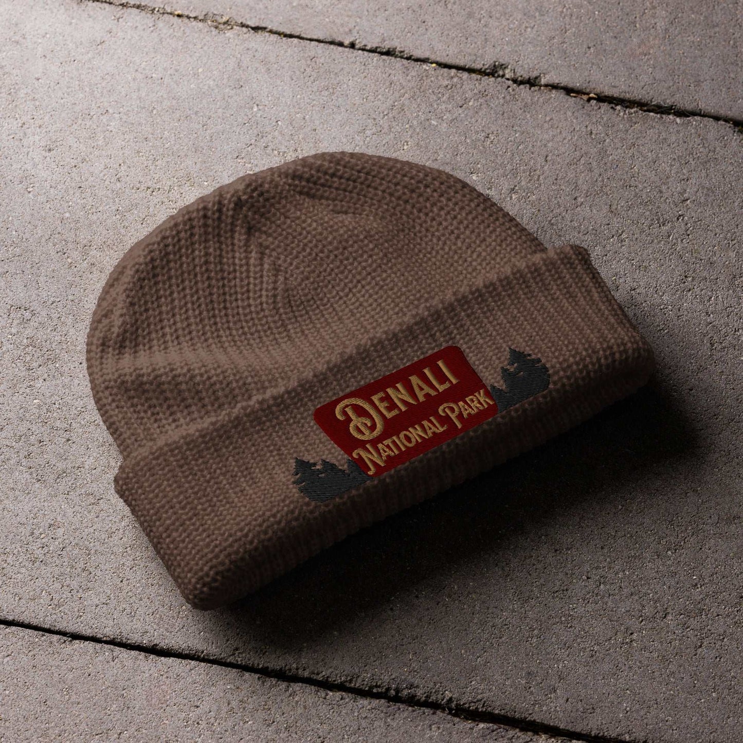 Denali National Park Sign Embroidered Beanie - MENLL
